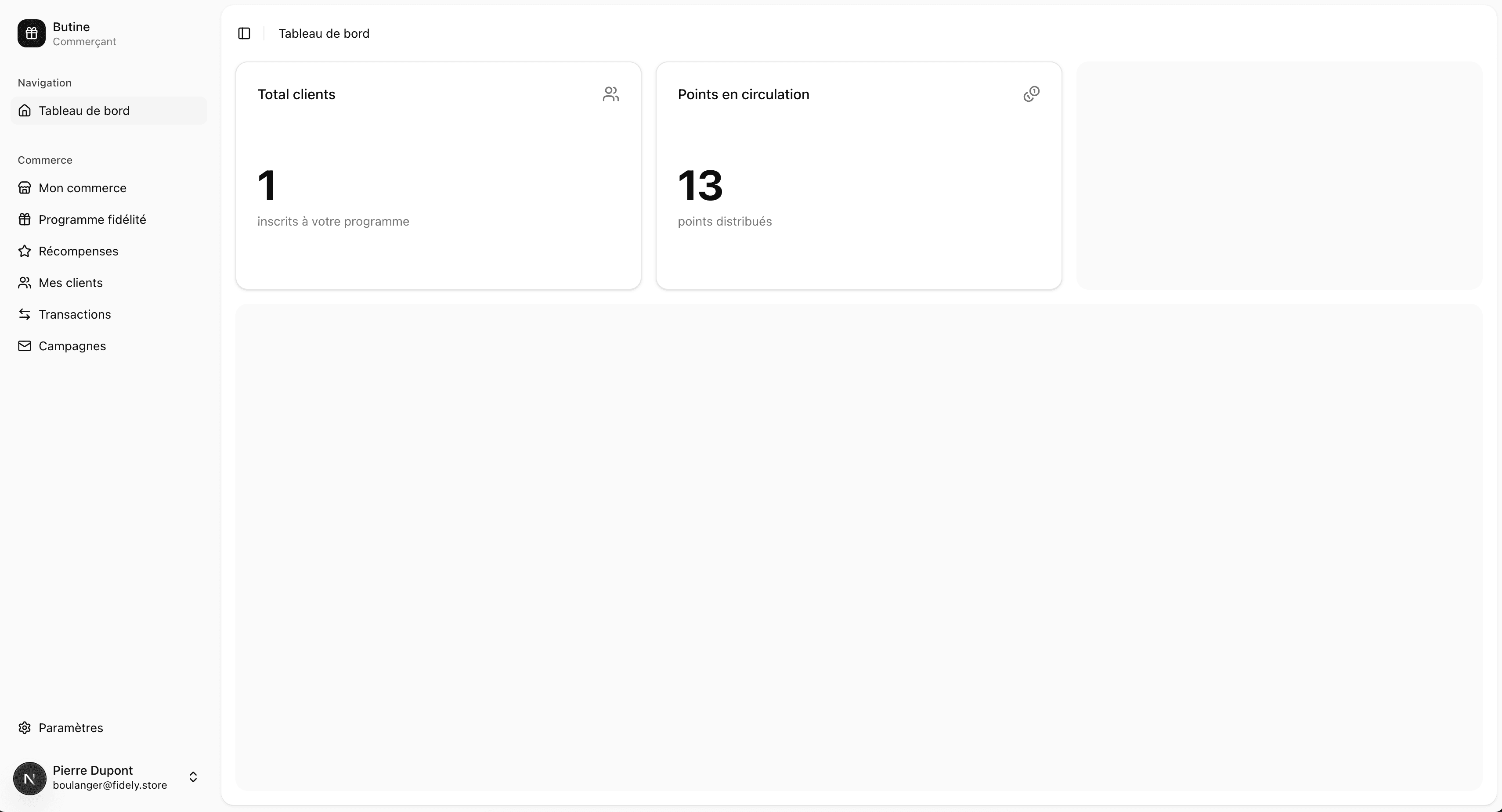Tableau de bord Butine